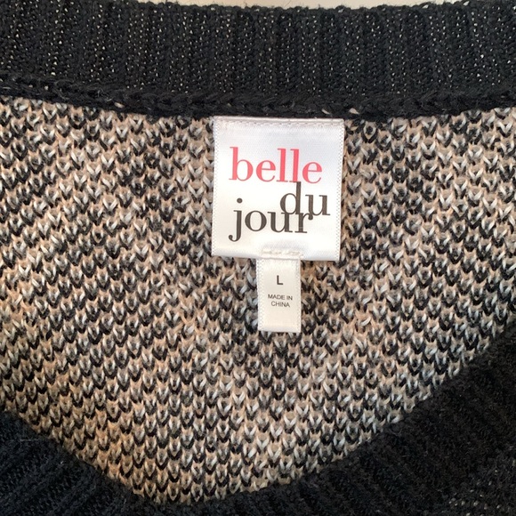 Belle du jour- Large womens Argyle black/ tan V-neck sweater - Picture 2 of 5